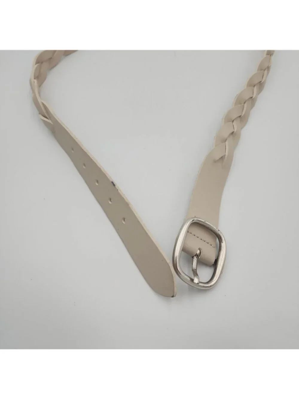 J Jill White Leather Braided Belt M/ L Fits 36-39